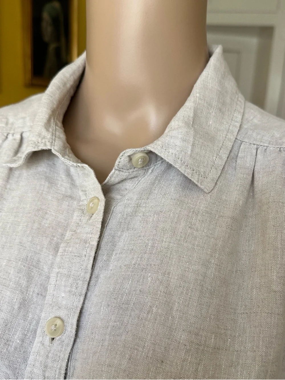 J Crew Baird McNutt Irish linen short sleeve shirtdress flax color size S